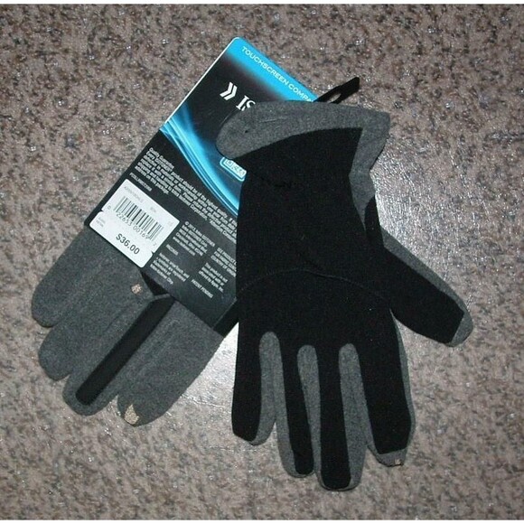ISOTONER Mens Large Smart Touch Touchscreen Equipped Gray Gloves NEW NWT - Picture 1 of 2